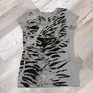 Grey Top with Black Zebra-Type Design